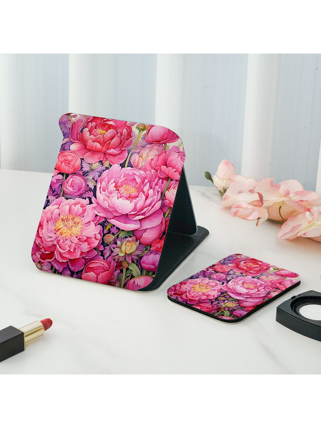 Mirroray - Floral Printed Desktop Folding Makeup Mirror