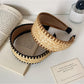 Gifty minimalist bohemian wide headband in beige on white background