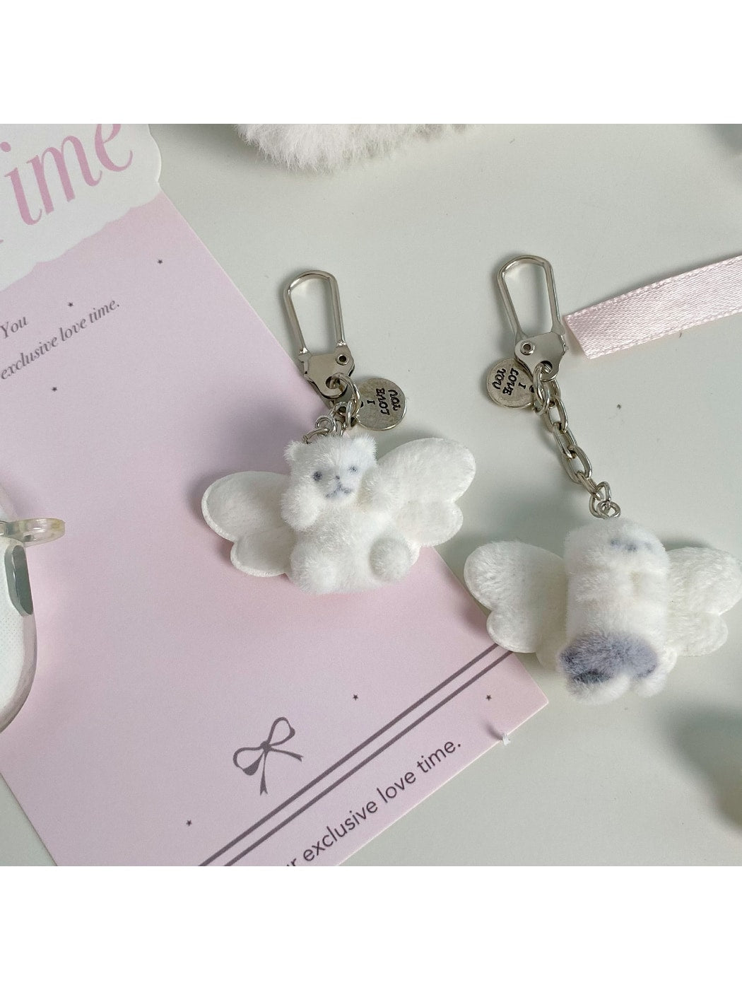 Keypus - Cute Angel Animal Flocked Bag Charm Keychain