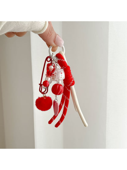 Keypus - Sweet Heart Tassel Beaded Key Ring Keychain