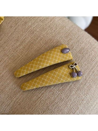 Gifty - Yellow Plaid Scrunchie Hair Clip and Headband