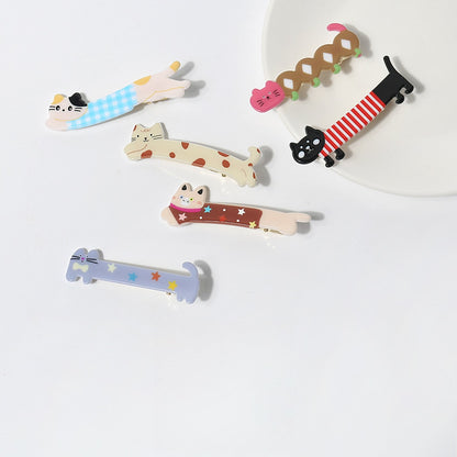Beau - Cartoon Cat Pattern Acrylic Side Hair Clip