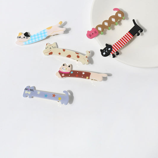 Beau - Cartoon Cat Pattern Acrylic Side Hair Clip