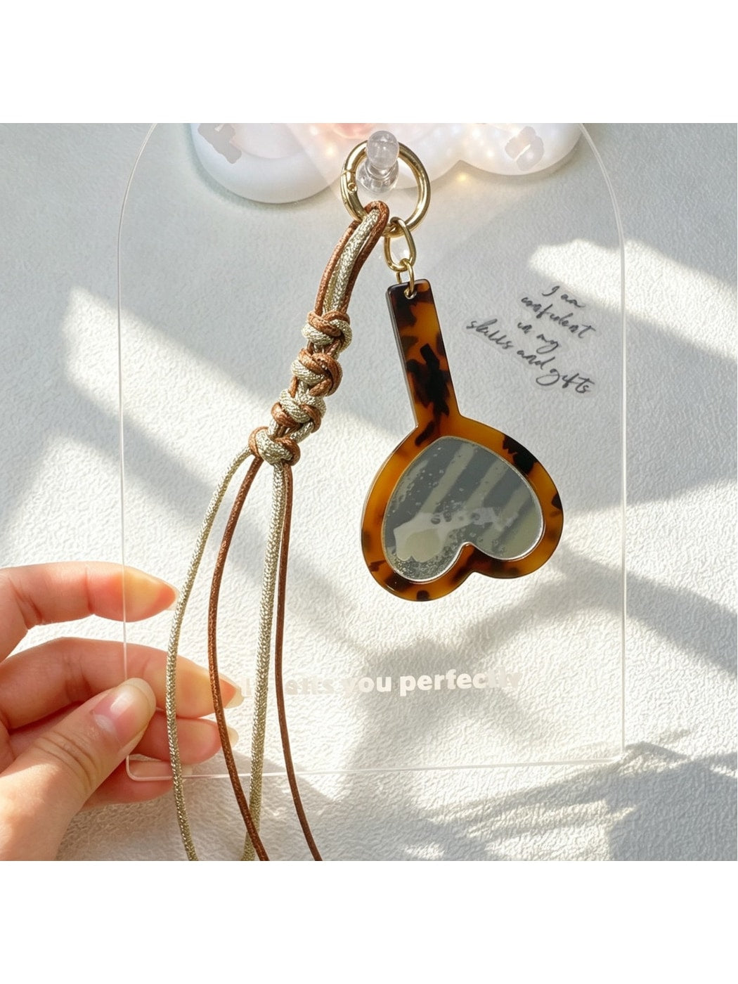 Keypus - Retro Heart Mirror Bag Charm Keychain