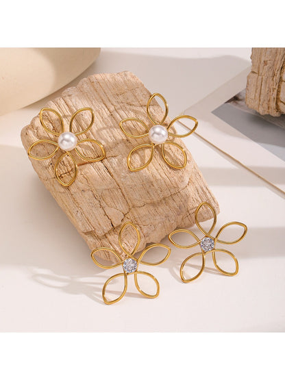 Earedge - Chic Openwork Flower Earrings
