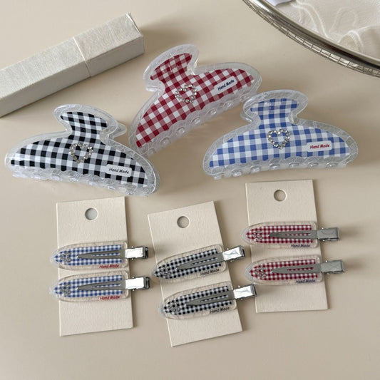 Beau - Clear Edge Gingham Heart Detail Claw Clip