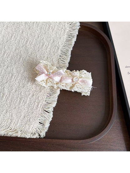 Beau - Lace Bow Ribbon Trim Decorative Banana Clip
