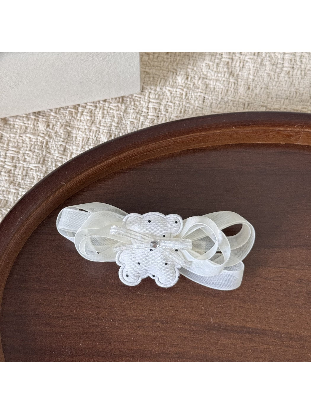 Beau - Layered Mesh Bow Bear Side Bangs Hair Clip