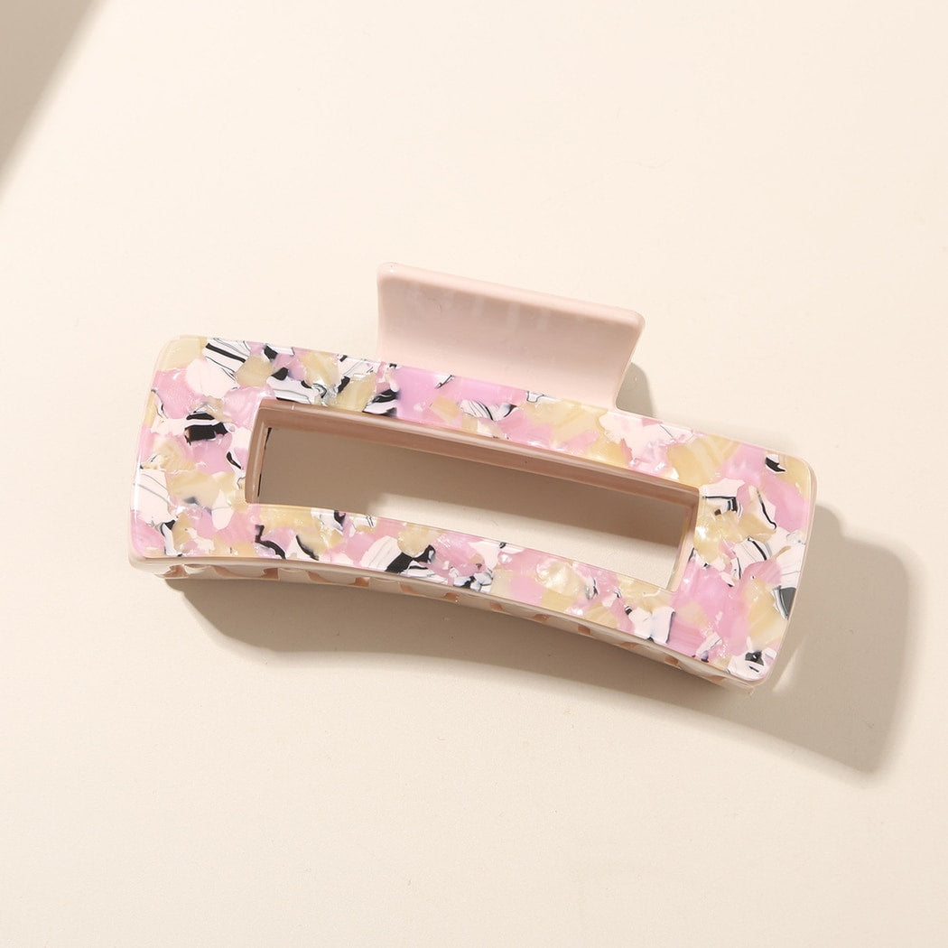 Beau - Floral Print Rectangle Acetate Hair Claw Clip