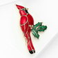 Brovia - Red Bird Branch Accent Alloy Brooch