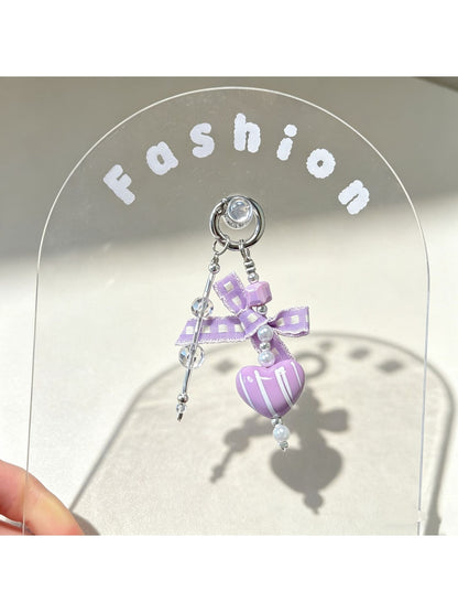 Keypus - Cartoon Bow Beaded Phone Charm Keychain