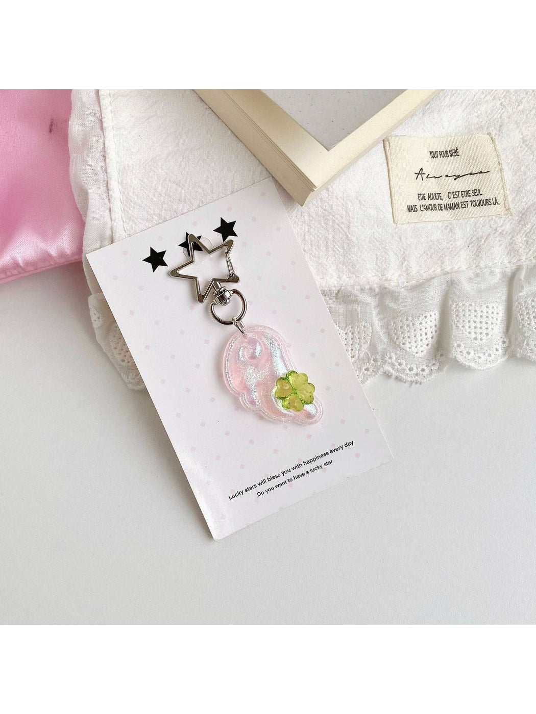 Keypus - Glitter Wing Four Leaf Clover Acrylic Keychain