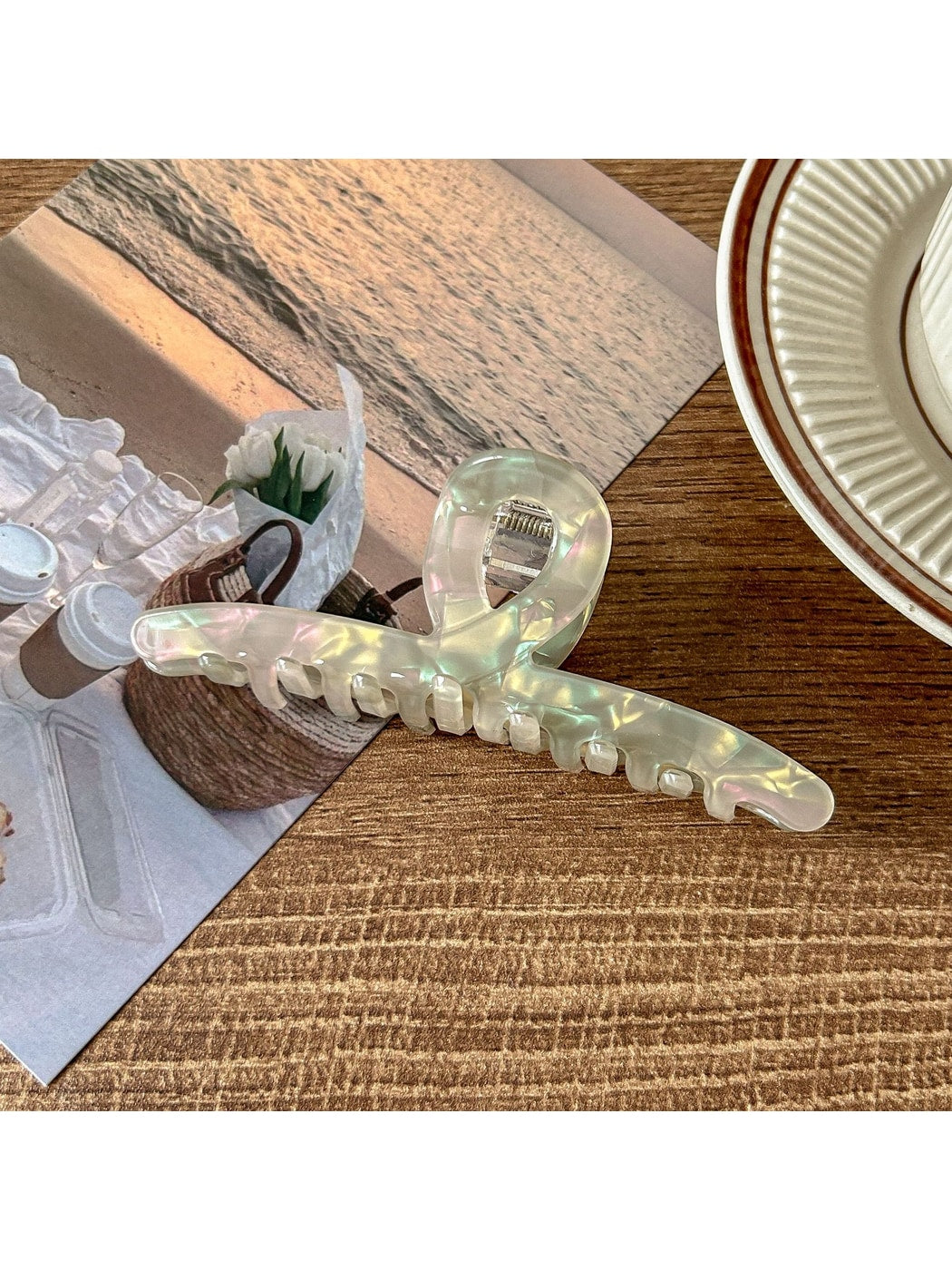 Beau - Glossy PVC Alloy Iridescent Hair Claw Clip