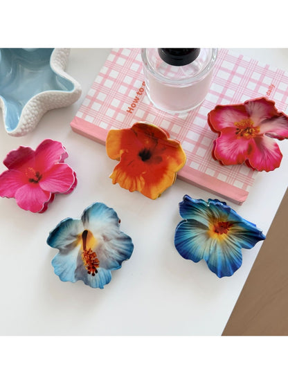 Beau - Elegant Colorful Hibiscus Shaped Claw Clip