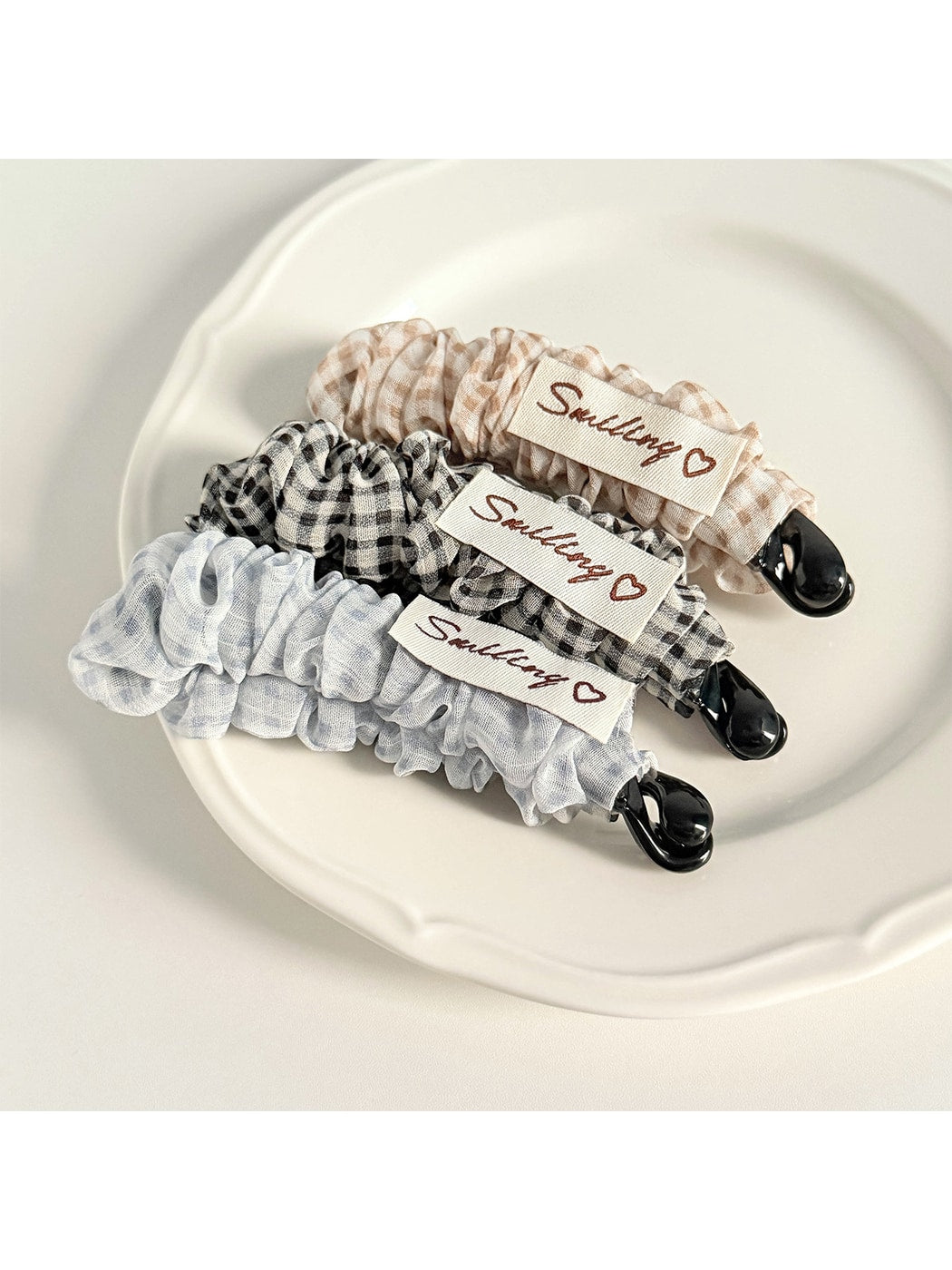 Beau - Plaid Gathered Fabric Decorative Banana Clip