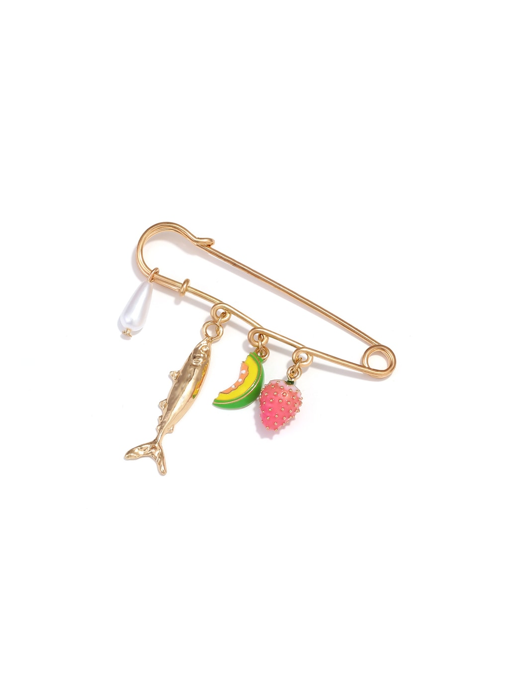 Brovia - Cute Melon Strawberry Fish Charm Fruit Brooch
