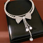Nozari - Layered Bow Tassel Rhinestone Necklace