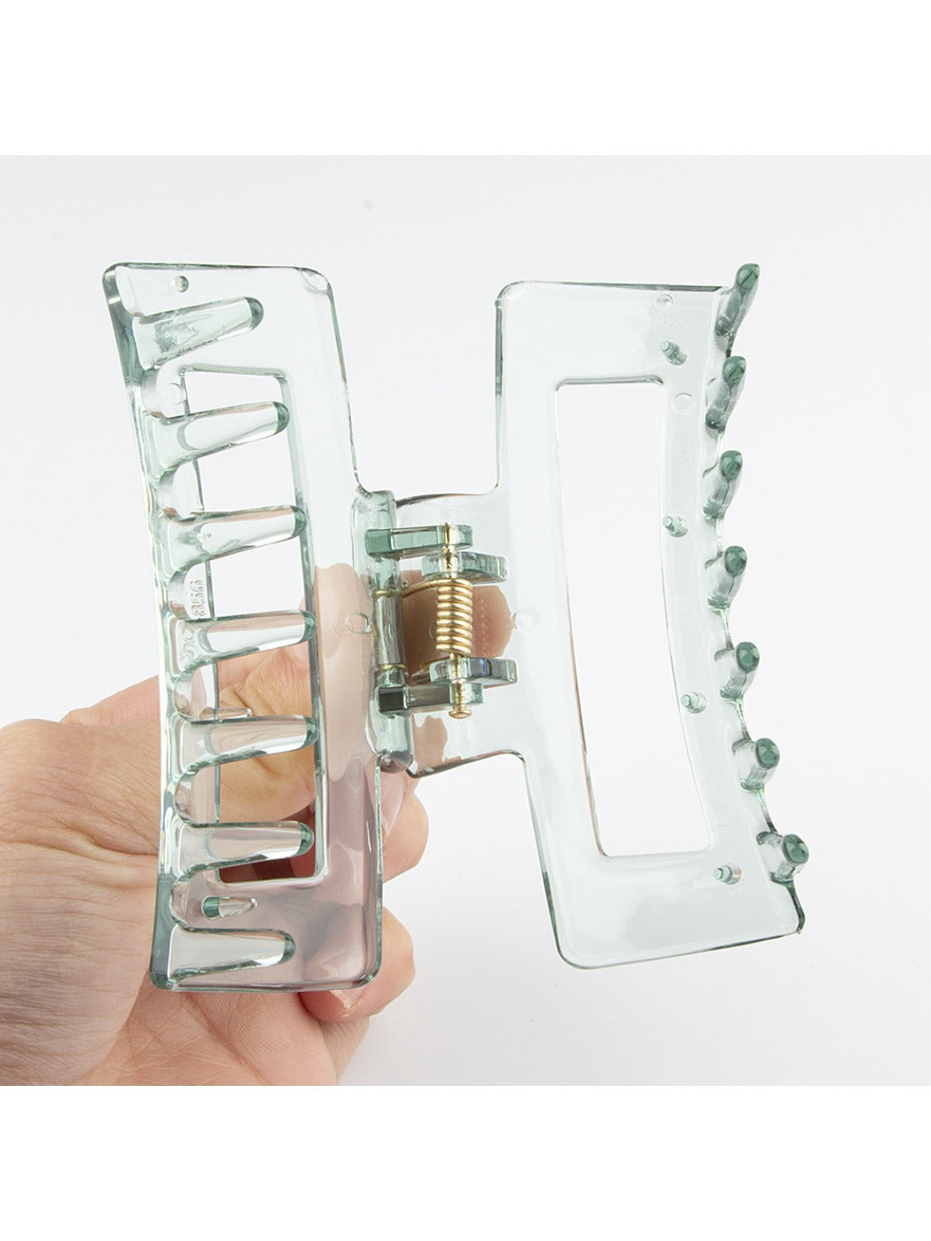 Beau - Clear Solid Color Openwork Square Claw Clip