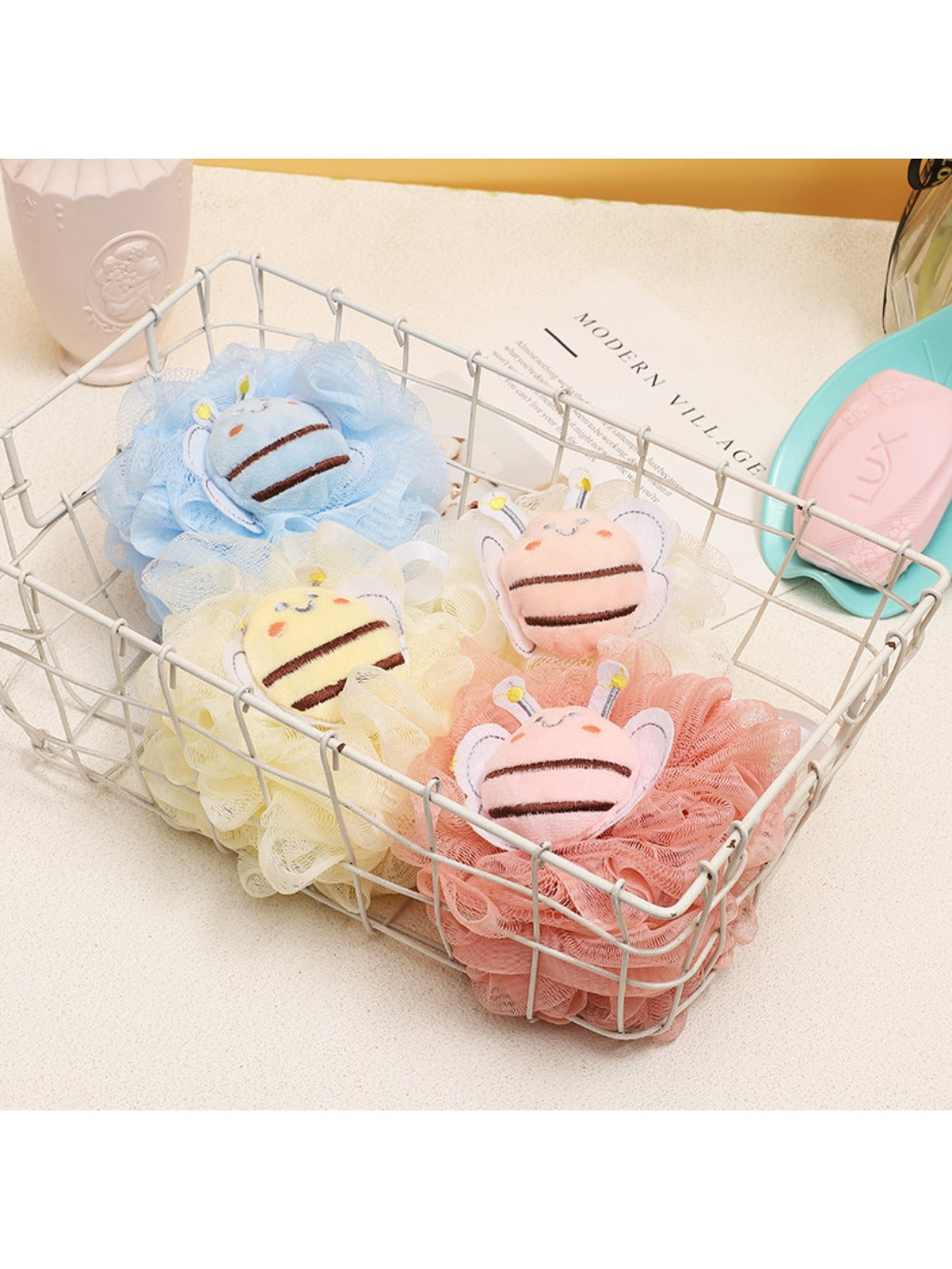 Papo - Cute Bee Cartoon Bath Puff Soft Foaming Mesh