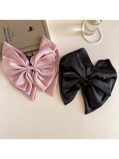 Beau - Layered Bow Polyester Claw Clip