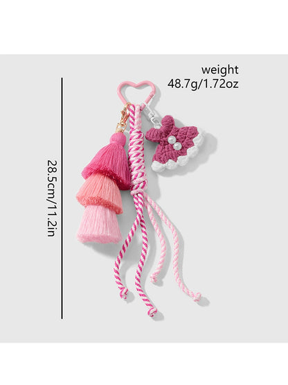 Keypus - Y2K Tassel and Ribbon Heart Keychain Bag Charm
