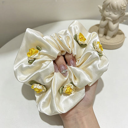 Gifty - Glossy Flower Accent Polyester Scrunchie