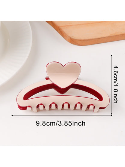 Beau - Color Blocking Heart Hair Claw Clip