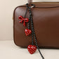 Keypus - Heart Pattern PU Strap Alloy Bag Charm Keychain