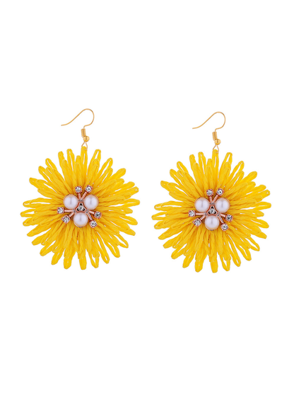 Earedge - Bohemian Round Sunflower Accent Earrings