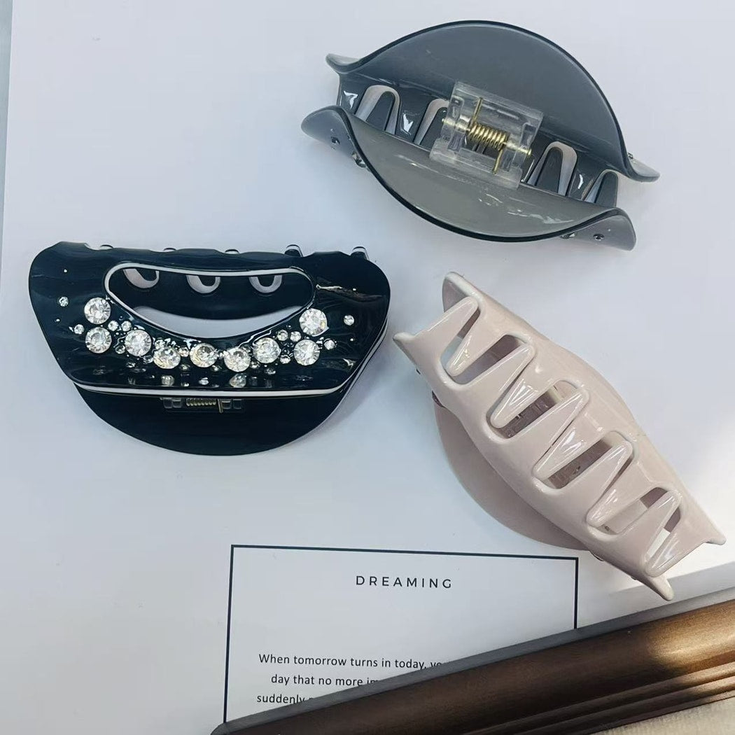 Beau - Modern Oval Rhinestone Accent Hair Claw Clip