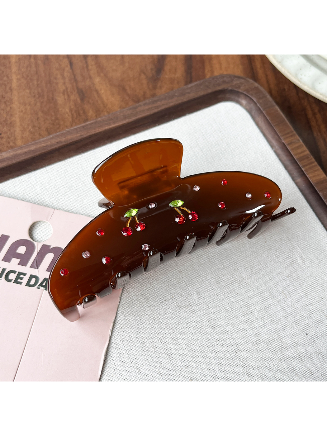 Beau - Cherry Accent Vintage Acetate Hair Claw Clip