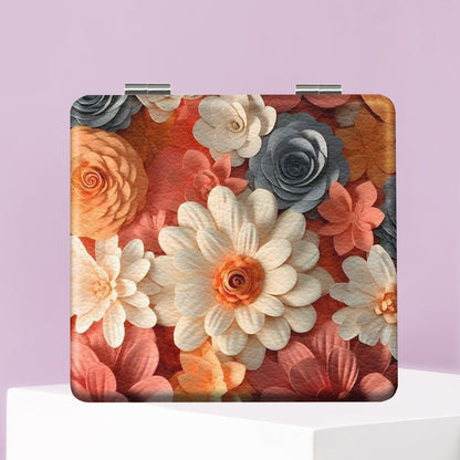 Mirroray - Textured Floral Print Folding Makeup Mirror