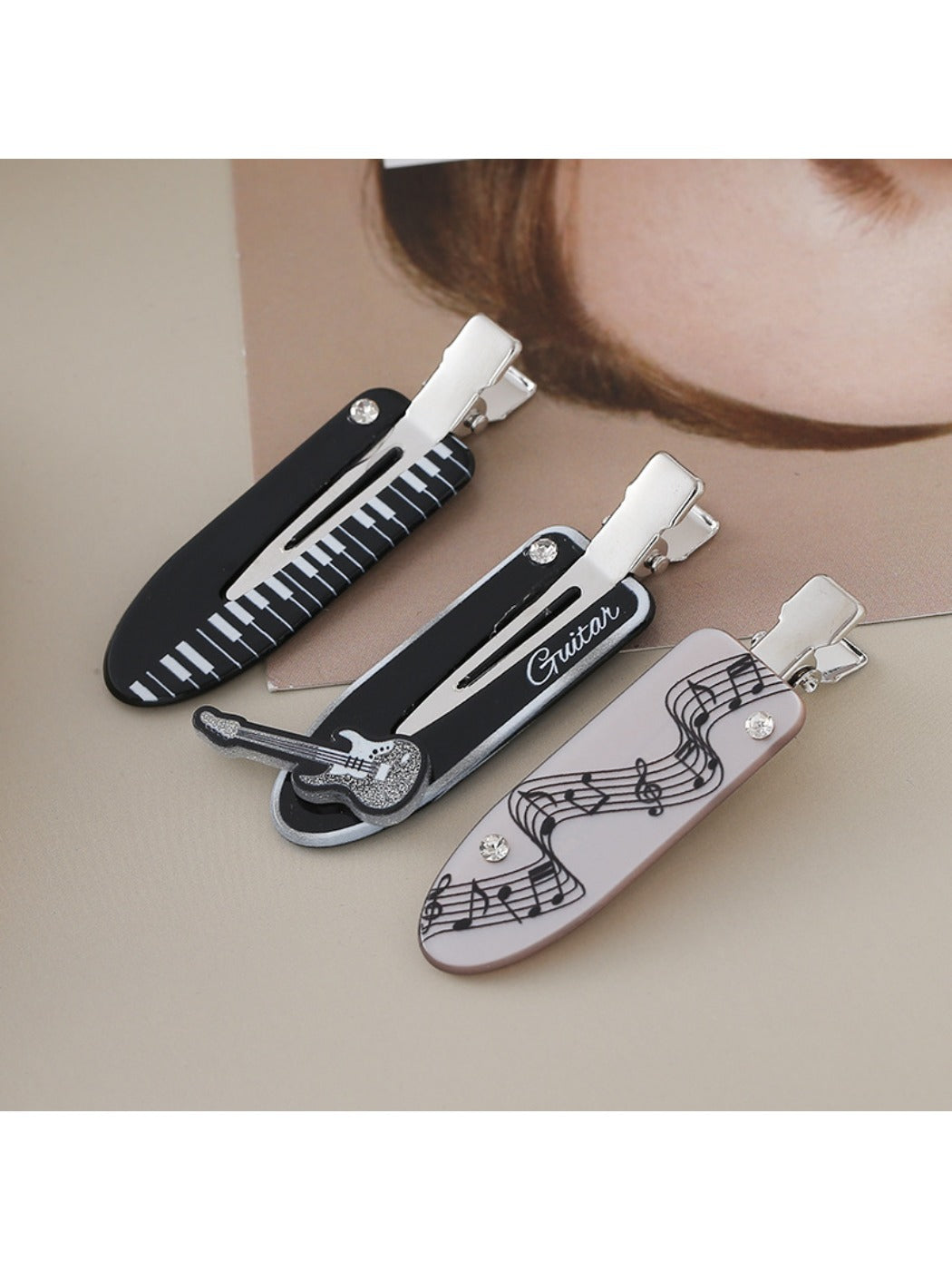 Beau - Music Themed Oval Hair Clip