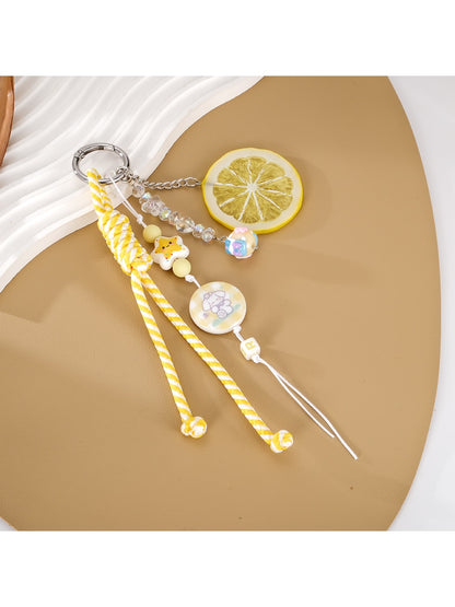 Keypus - Lemon Slice Acrylic Braided Cord Keychain