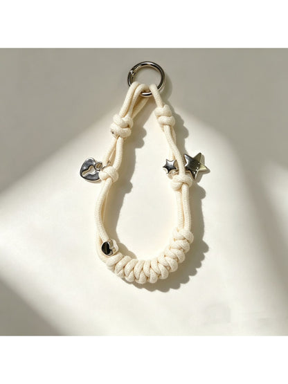 Keypus - Star Detail Woven Phone Strap Alloy Keychain