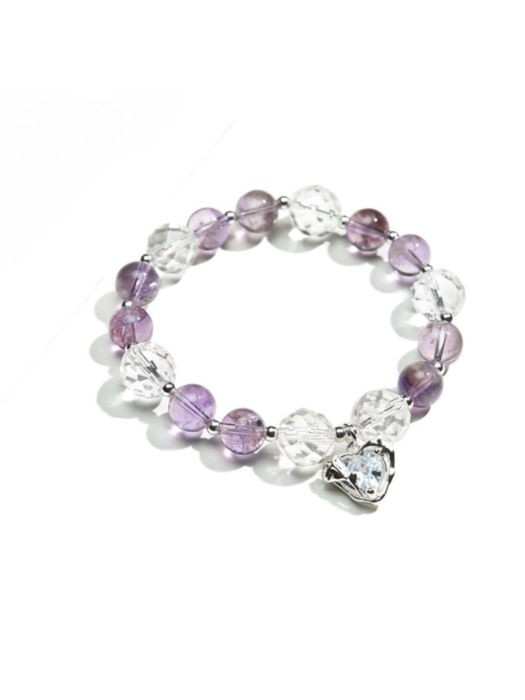 Lovra amethyst bracelet displayed on a white background showing round beads