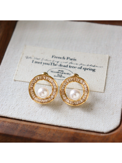 Earedge - Heart Detail Plated Fashion Stud Earrings