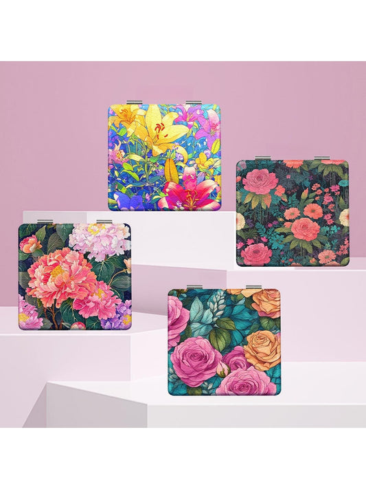 Mirroray - Floral Print Portable Tabletop Folding Mirror