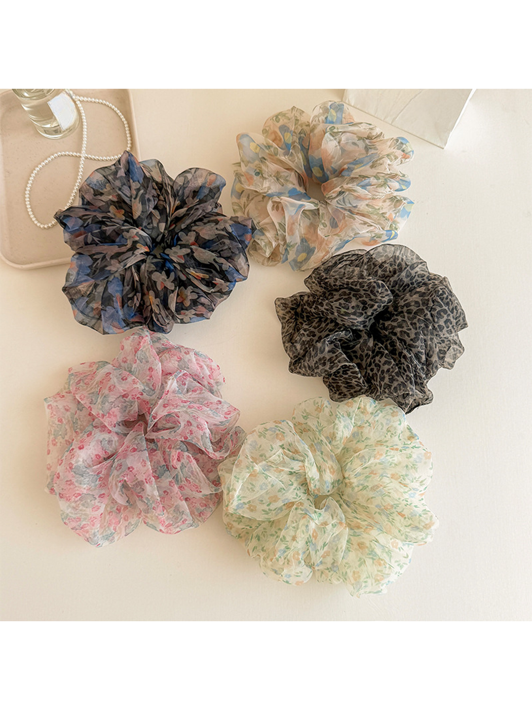 Gifty - Sweet Floral Organza Style Hair Scrunchie