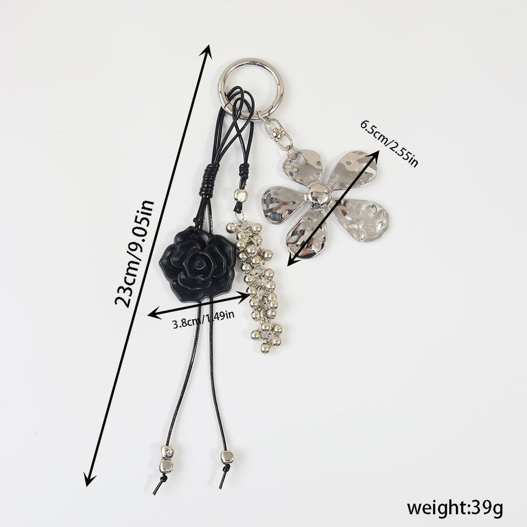 Keypus - PU Alloy Flower Pendant Bag Charm Keychain