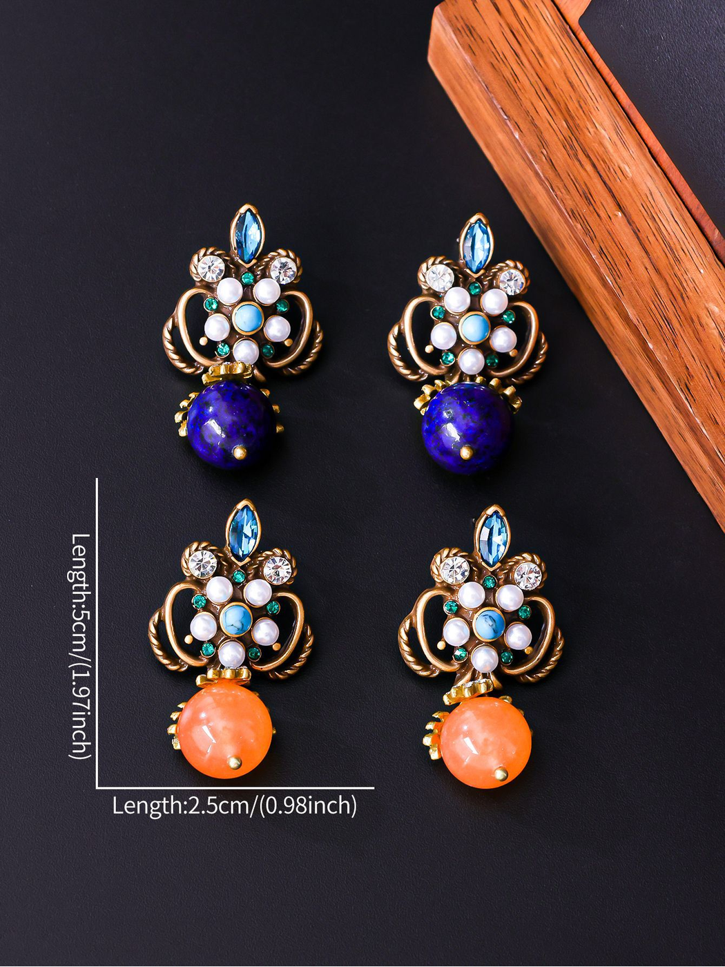 Earedge - Retro Round Accent Geometric Stud Earrings