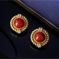 Earedge - Vintage Geometric Framed Round Stud Earrings