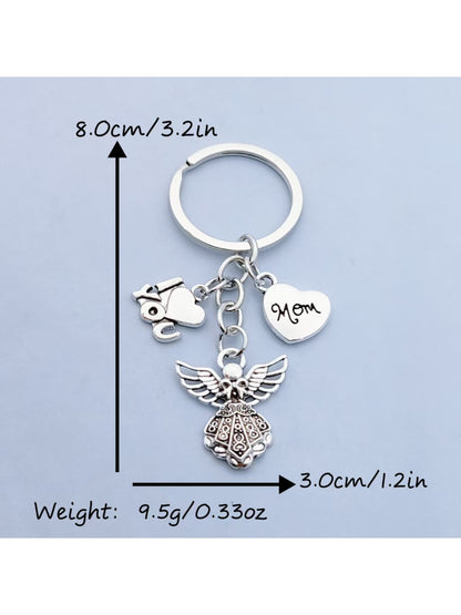 Alloy angel keychain displayed on a white background highlighting its shape