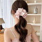 Gifty - Floral Ruffle Trim Polyester Ponytail Scrunchie