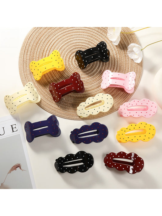 Beau - Polka Dot Cloud Shape PC Duckbill Hair Clip
