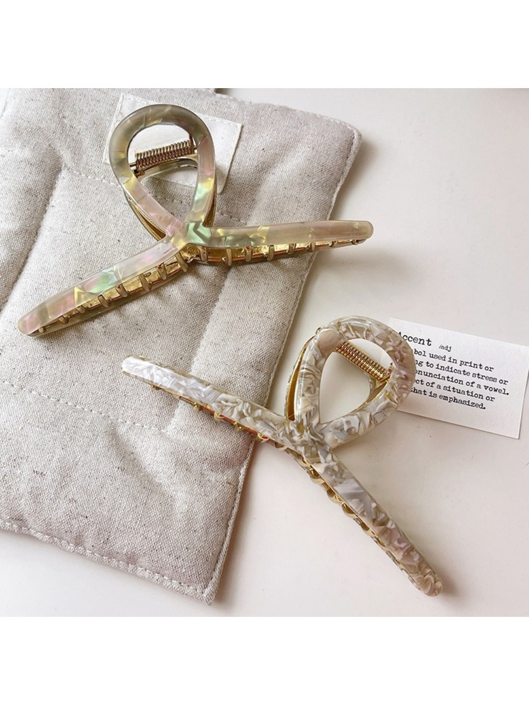 Close-up of Beau vintage crisscross hair claw clip showing interwoven design