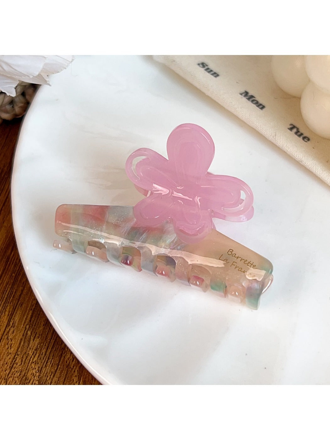 Beau - Floral Acetate Fiber Straight Claw Clip