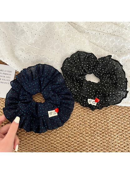 Gifty - vintage polka dot ruffle scrunchie hair tie
