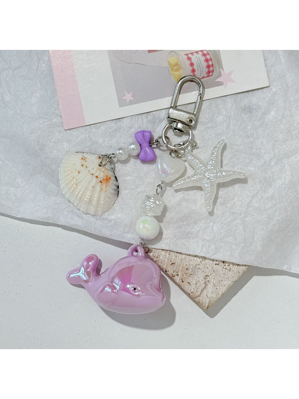 Keypus - Beaded Ocean Whale Accent Bag Charm Keychain