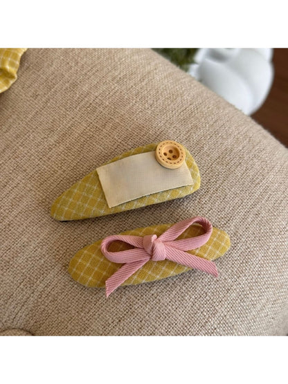 Gifty - Yellow Plaid Scrunchie Hair Clip and Headband